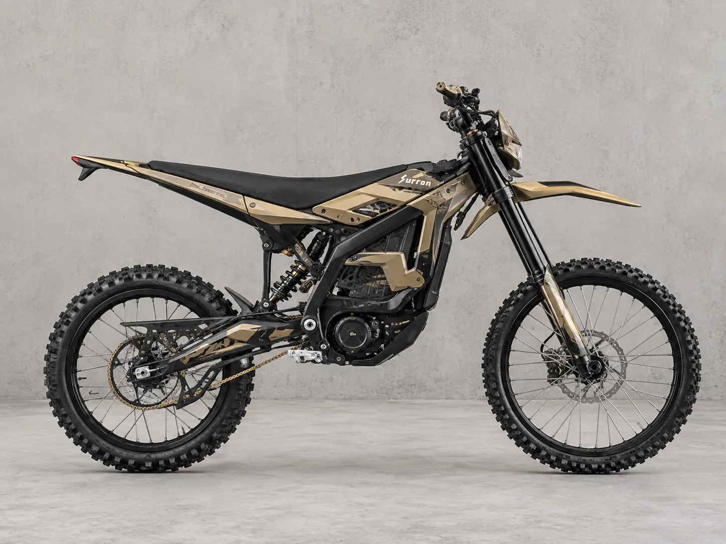 SurRon Ultra Bee electric motorcycle, sand gold